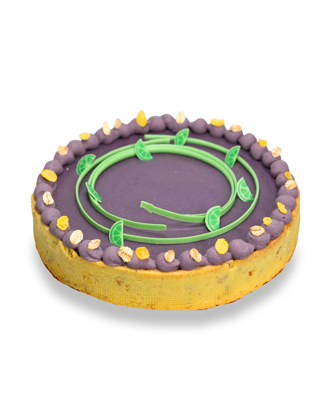 Tarte ai mirtilli, cereali muesli e lime